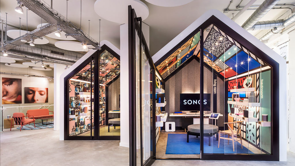 Sonos store interior designed with customer demographics and product interaction